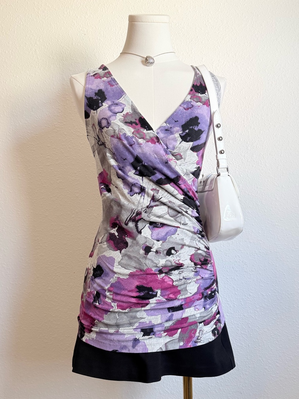 Y2K Express Extra Long Wrap Tank Top Floral Fairy Coquette